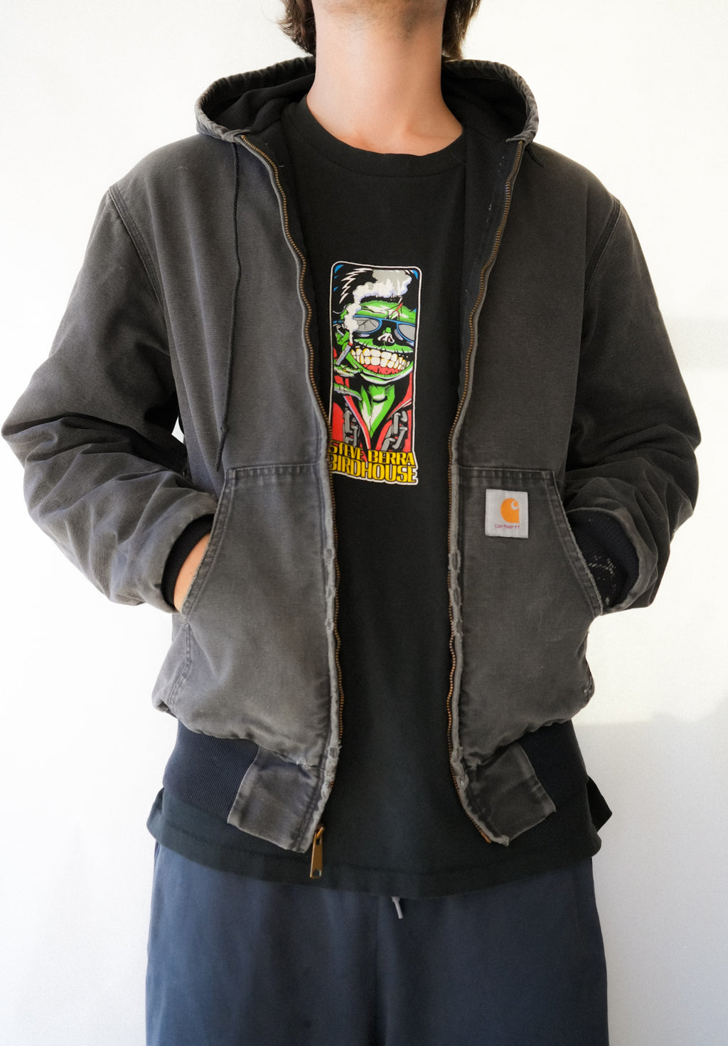 1990s Black Carhartt Hooded Jacket