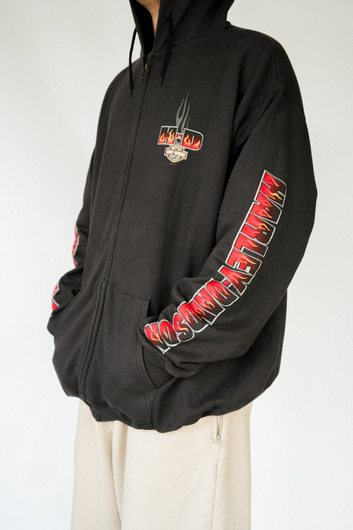 2000s Harley Zip Up Hoodie W Sleeve Hits