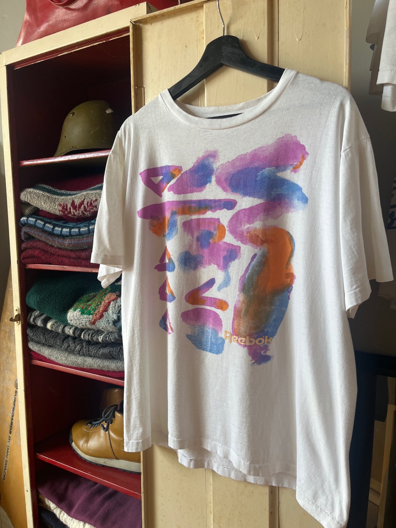 Vintage Reebok water color  T-Shirt Xl White