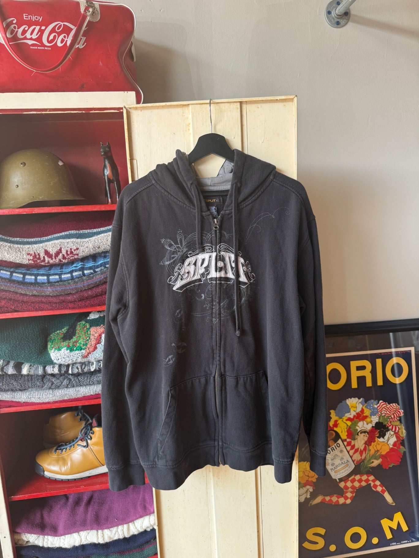 Spilt zip up Jacket Black XL