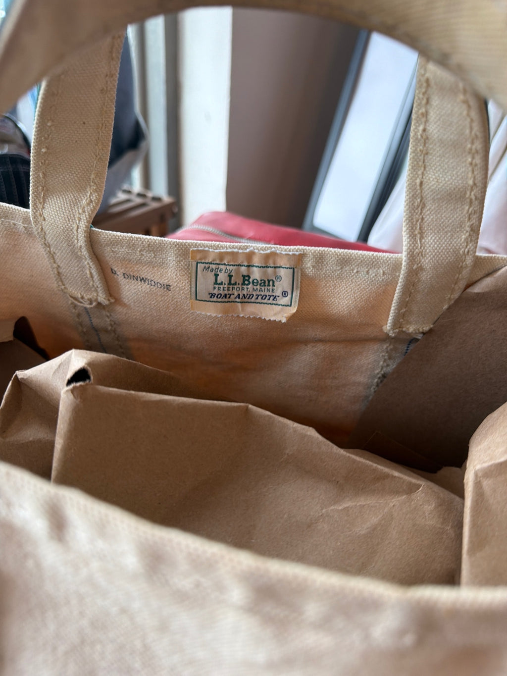 1970s LL Bean Canvas Tote GREEN
