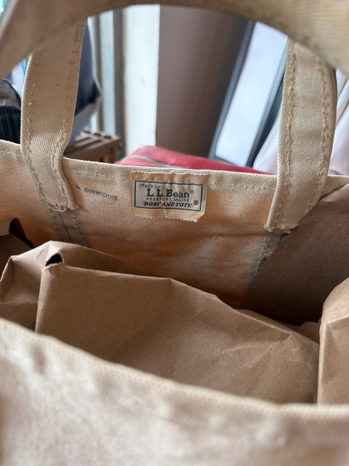 1970s LL Bean Canvas Tote GREEN
