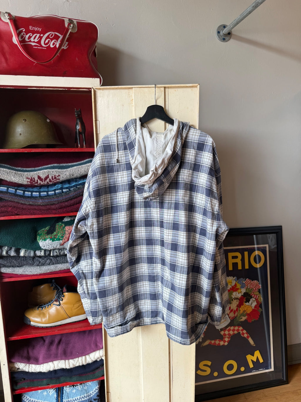 80s plaid reversible pull over size XL