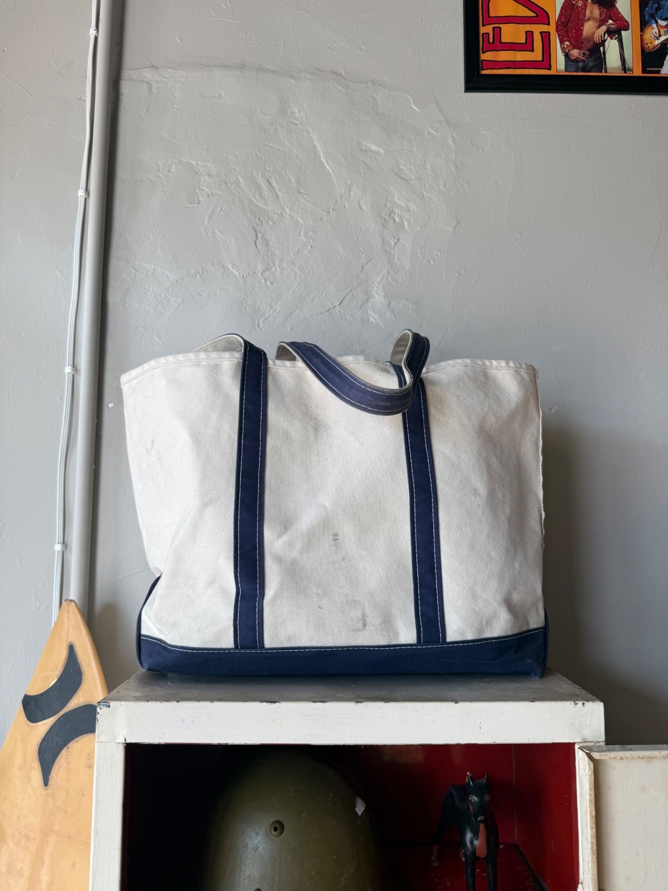 L.L Bean Bag XL Beige and navy blue