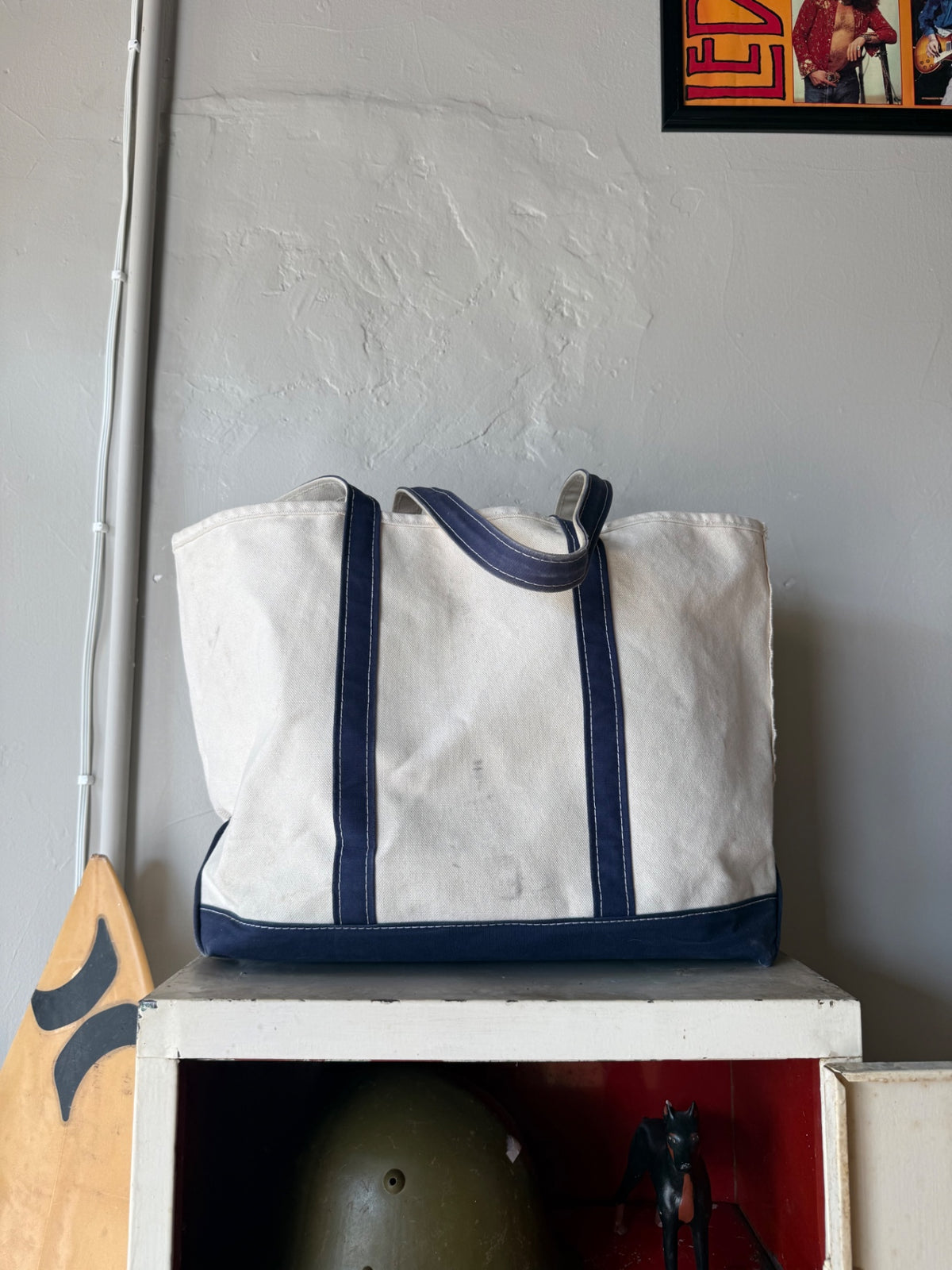 L.L Bean Bag XL Beige and navy blue