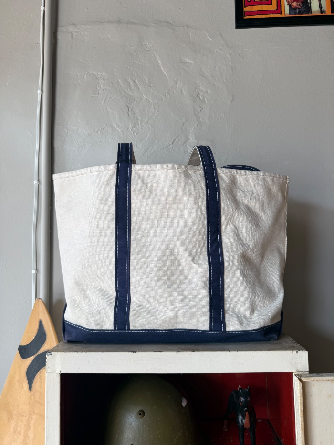 L.L Bean Bag XL Beige and navy blue