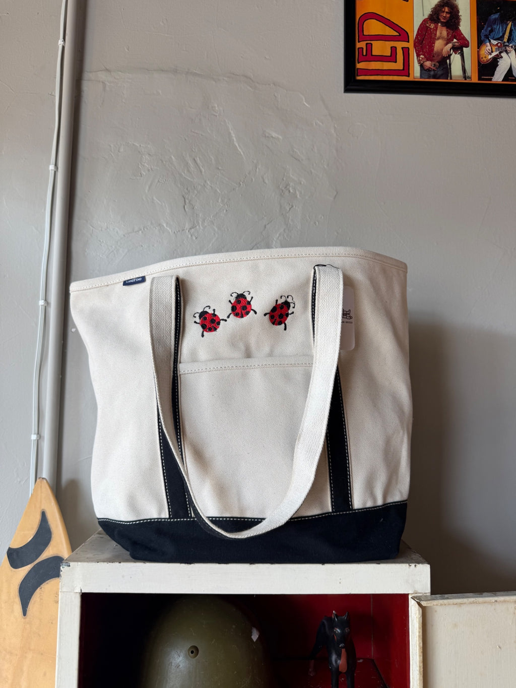 Lands end Bag XL Beige with black accents