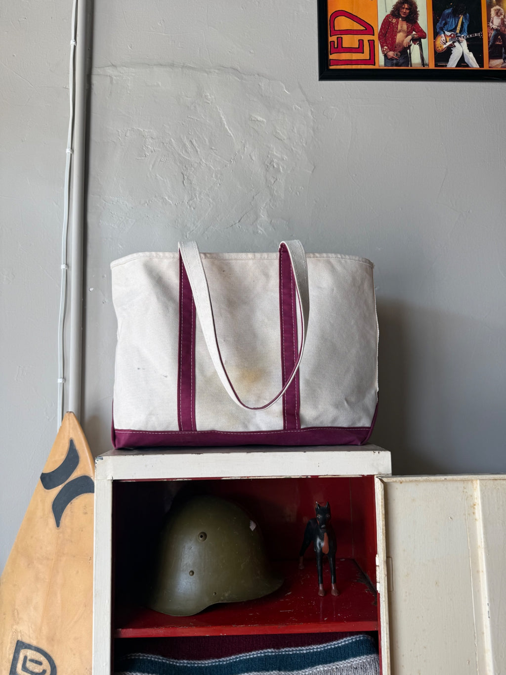 L.L Bean Bag L Beige and Maroon 
