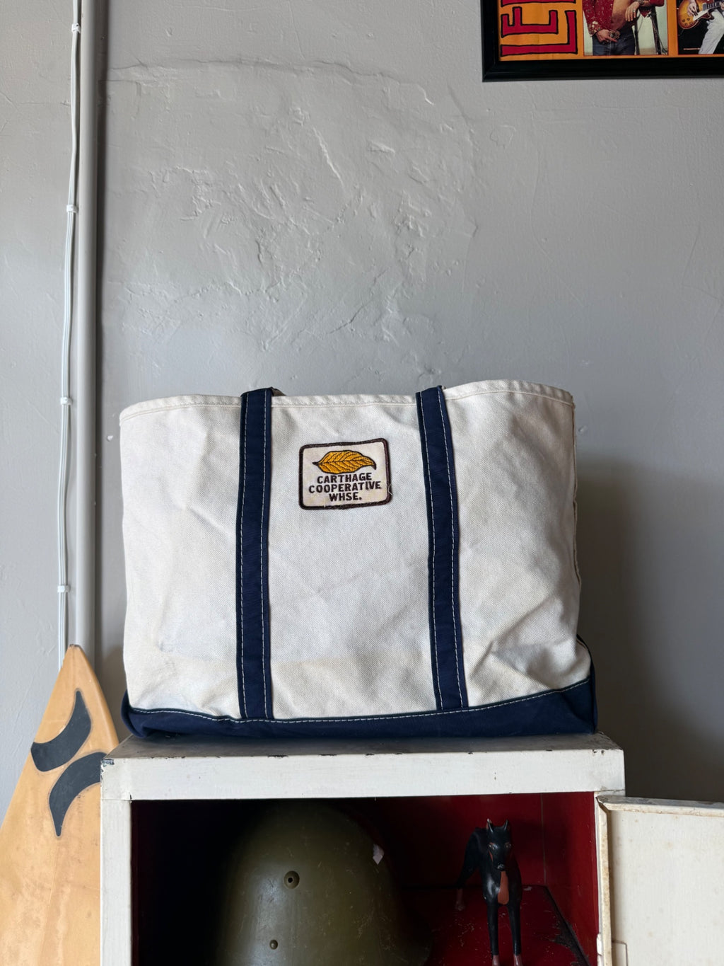 LL Bean Canvas Tote Black Long Straps 