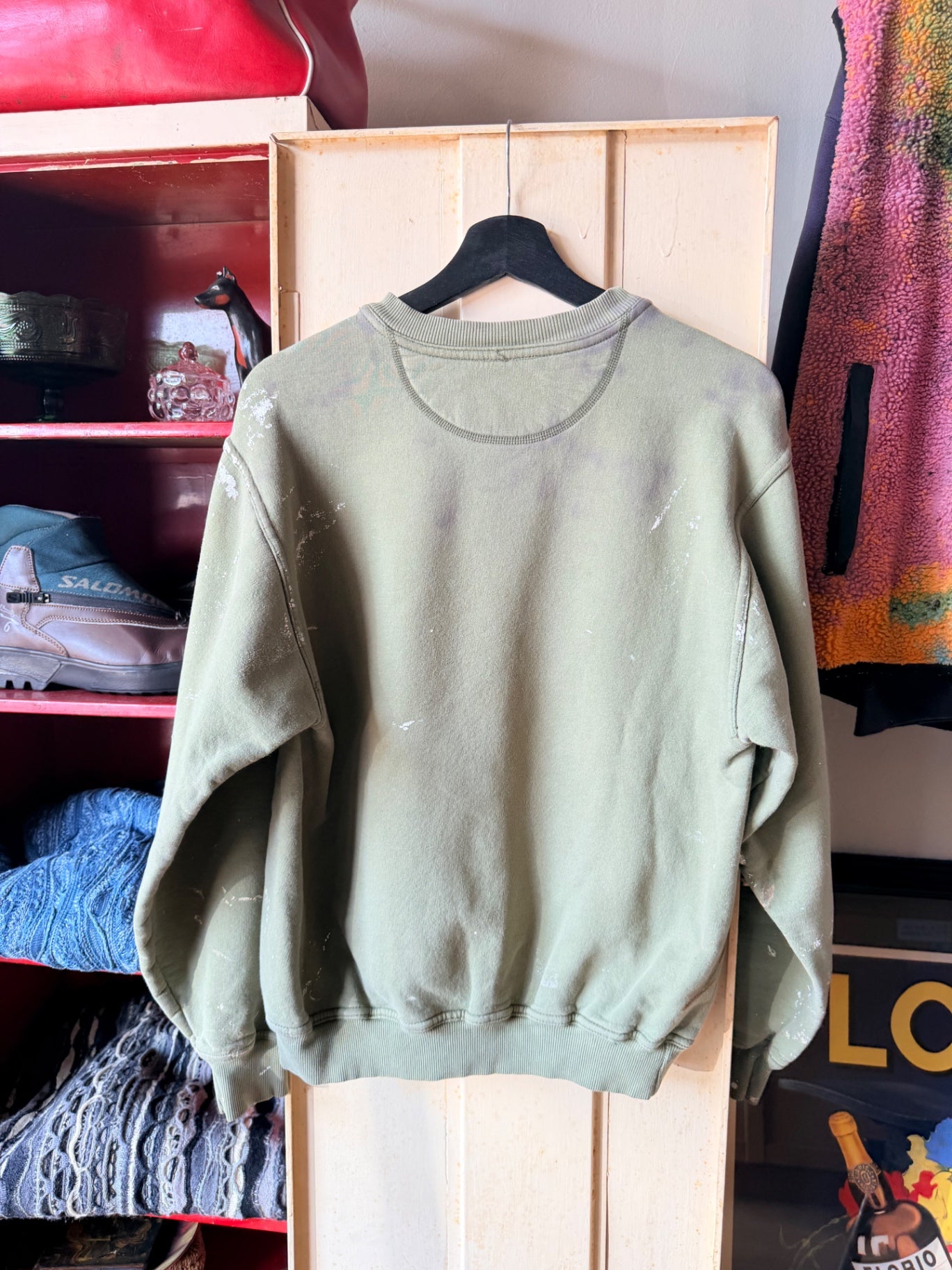 Green Thrashed Painted Crewneck M
