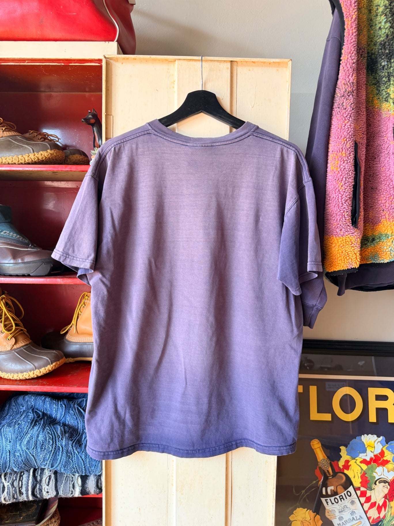 Purple Faded Ghost Pocket Tee M