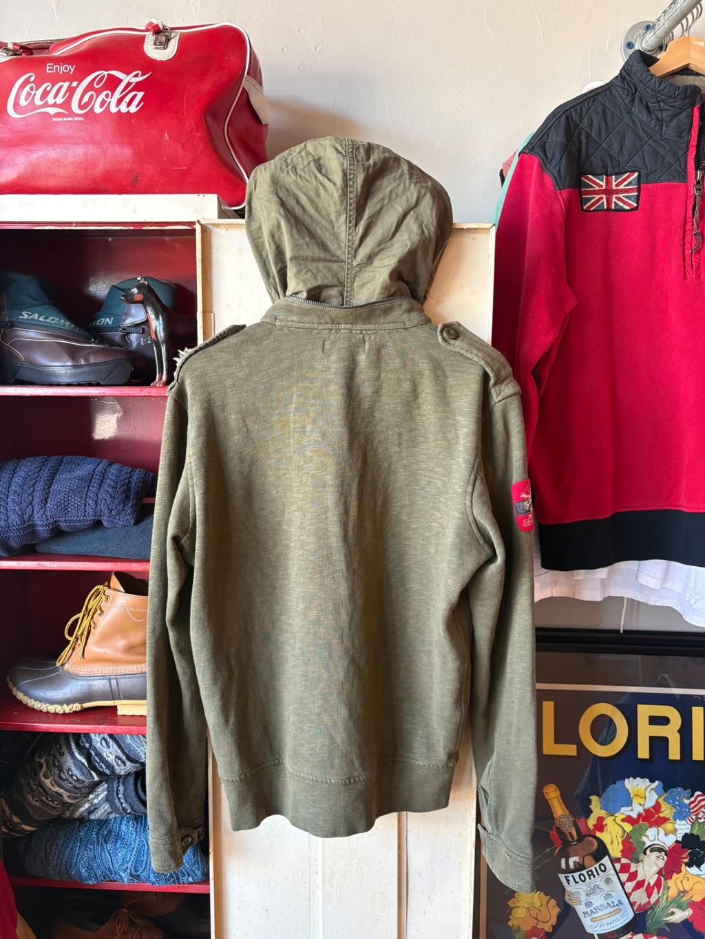 Green Polo Hooded Long-sleeve Size L