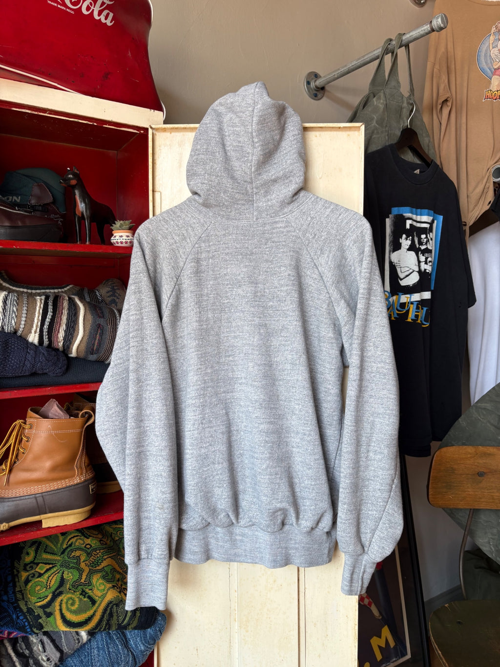 Grey Thermal Hoodie Zip L