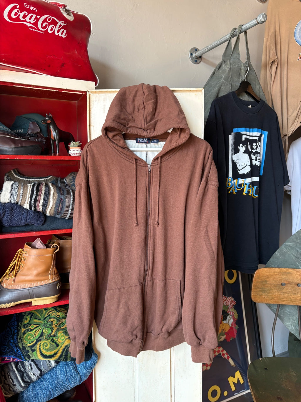 1990s Brown Thermal Lined Hoodie