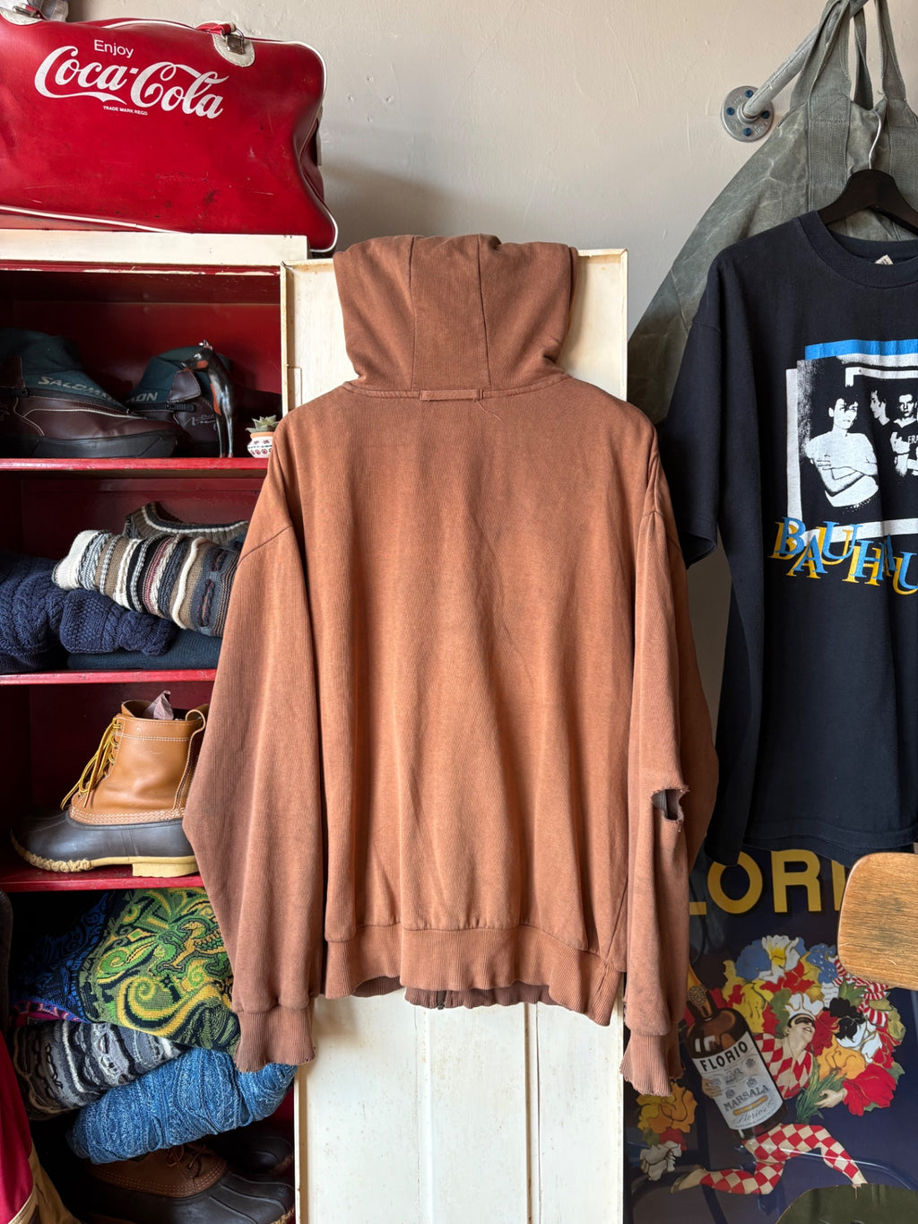 Brown Thrashed Dickies Thermal Hoodie XL