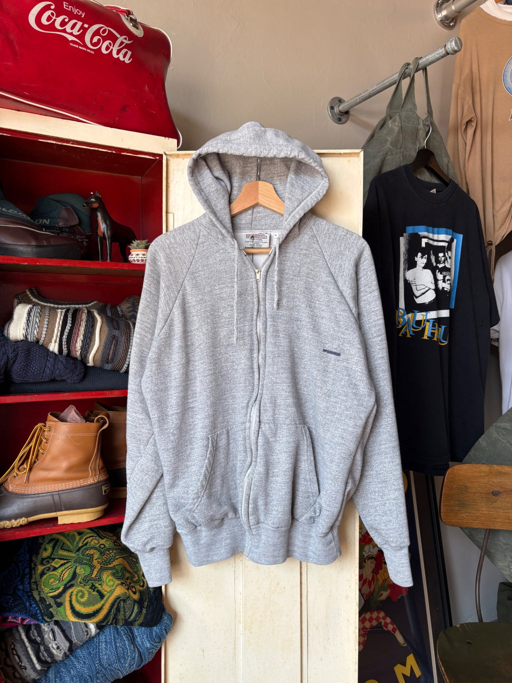 Grey Thermal Hoodie Zip L