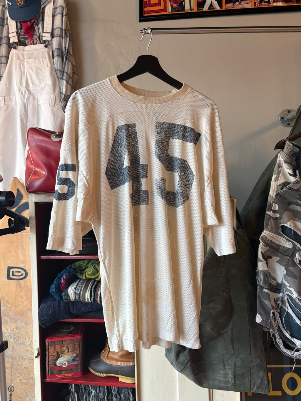 1960s White Blue Letter Jersey XL