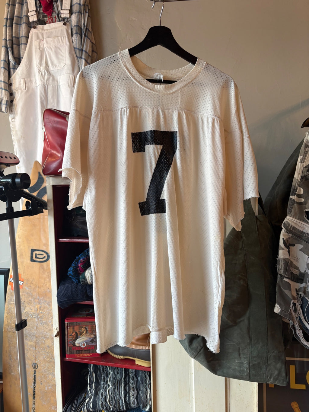 White Black Letter 1970s Football Jersey XL