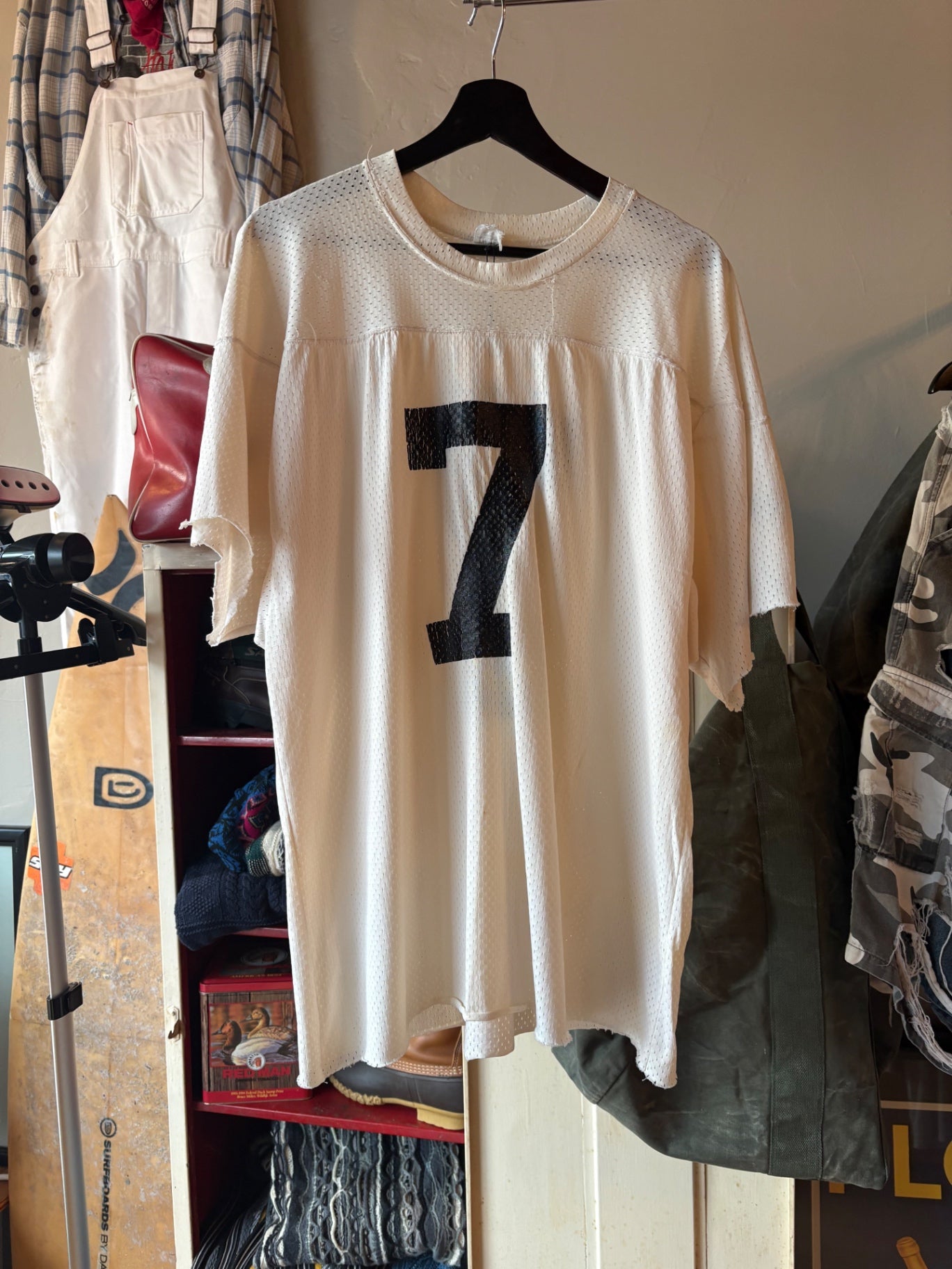 White Black Letter 1970s Football Jersey XL