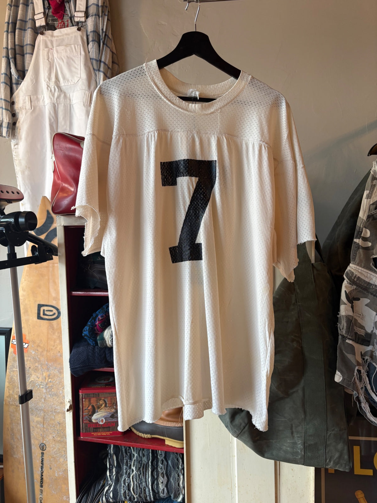 White Black Letter 1970s Football Jersey XL