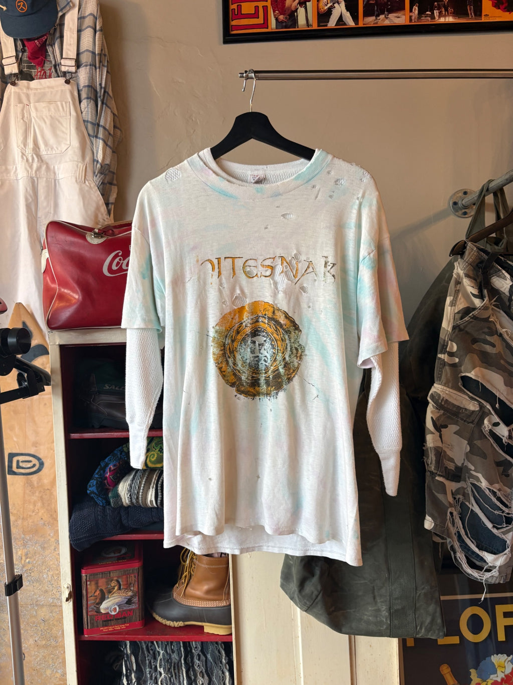 1980s White Snake Band Tee XL Thrashed