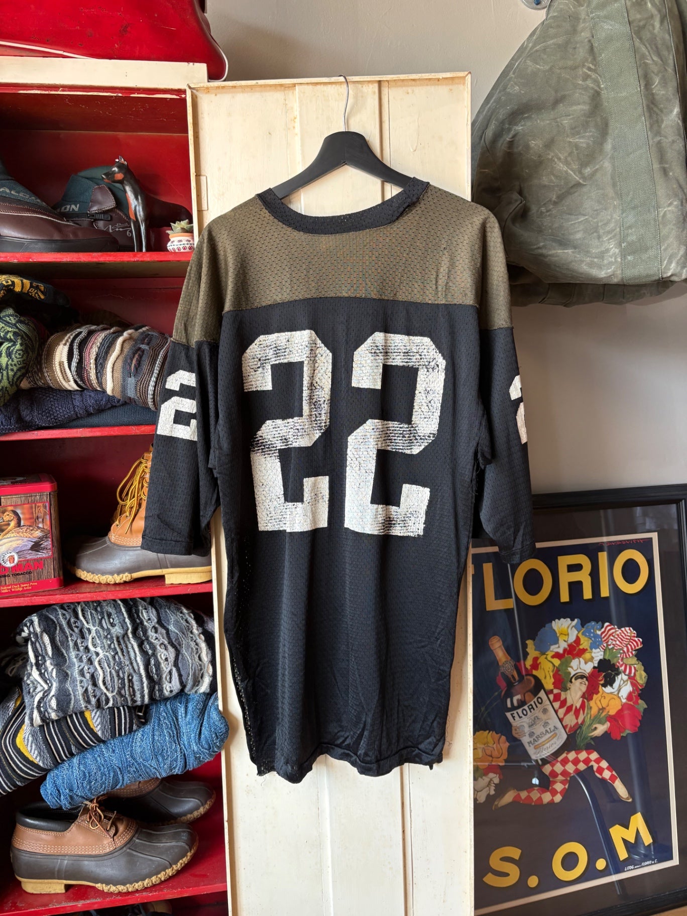 Black and Green 1970s Football Jersey XL