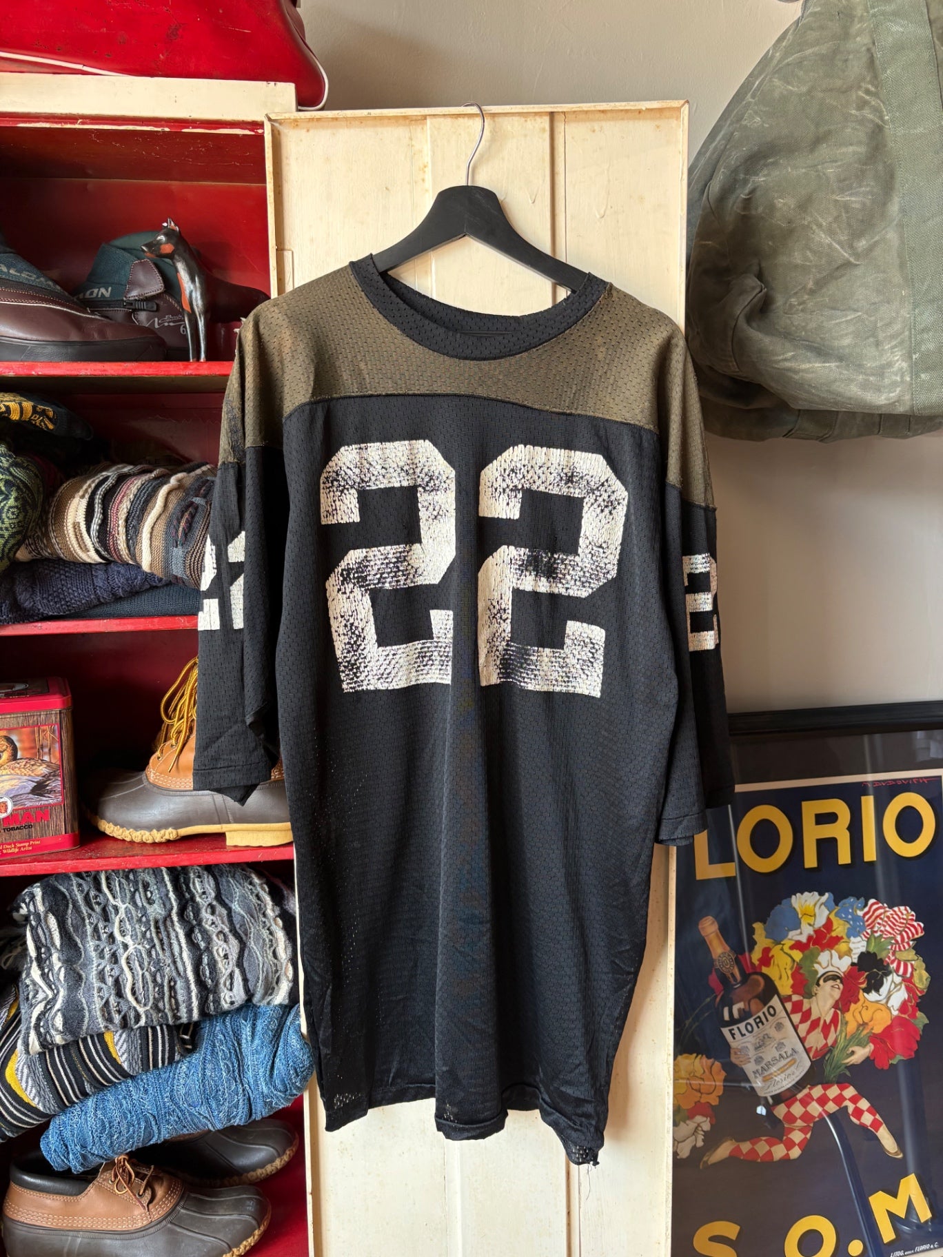 Black and Green 1970s Football Jersey XL