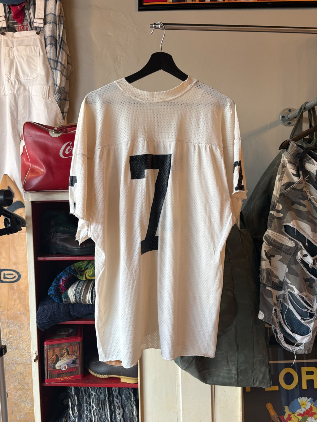 White Black Letter 1970s Football Jersey XL