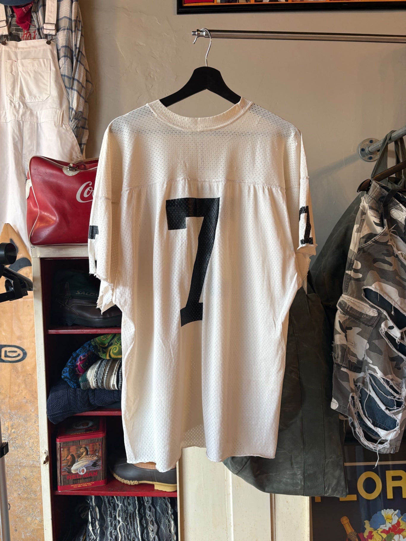 White Black Letter 1970s Football Jersey XL