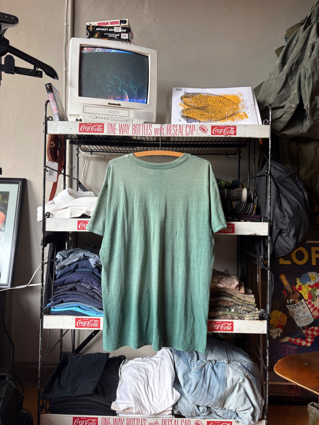 80s Green Faded Pocket tee