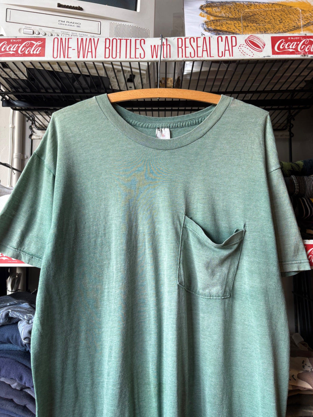 80s Green Faded Pocket tee