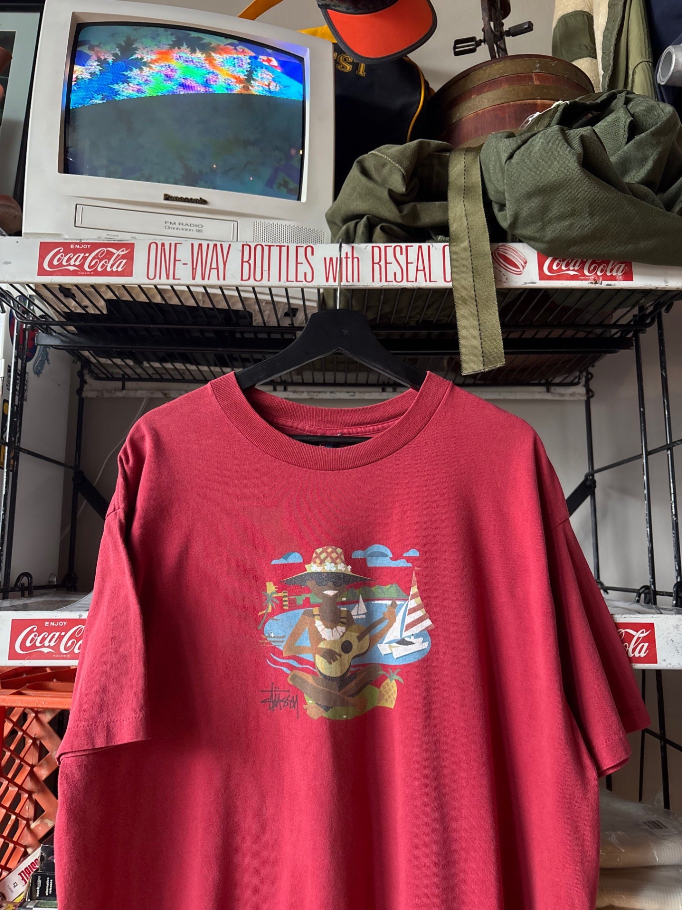 Stussy 1990s Ukulele Player Red Tee