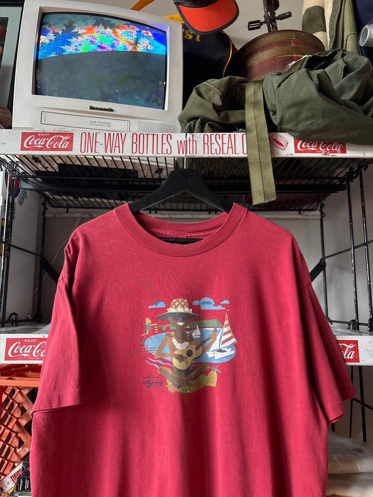 Stussy 1990s Ukulele Player Red Tee