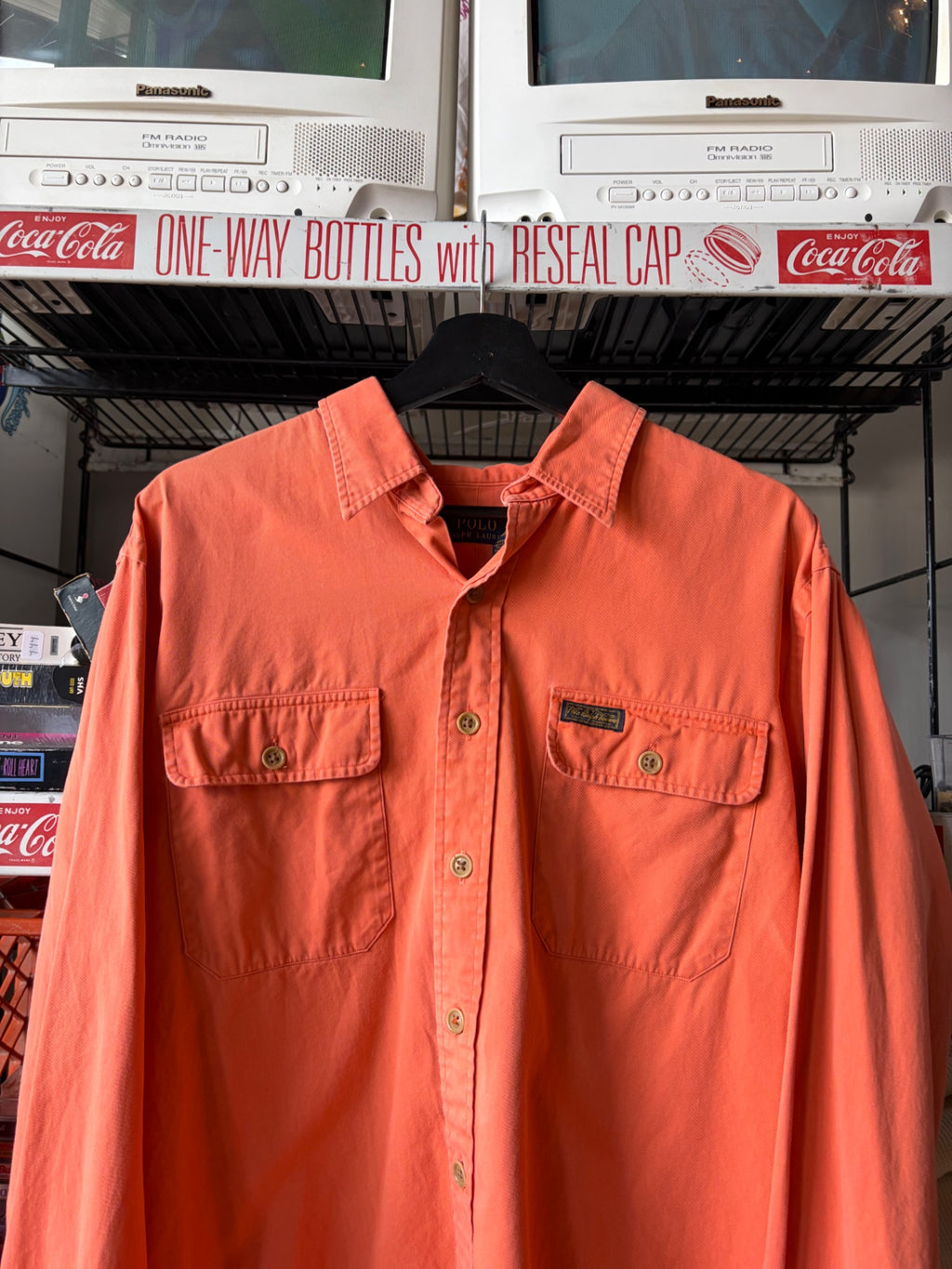 Orange Polo Button down shirt XL
