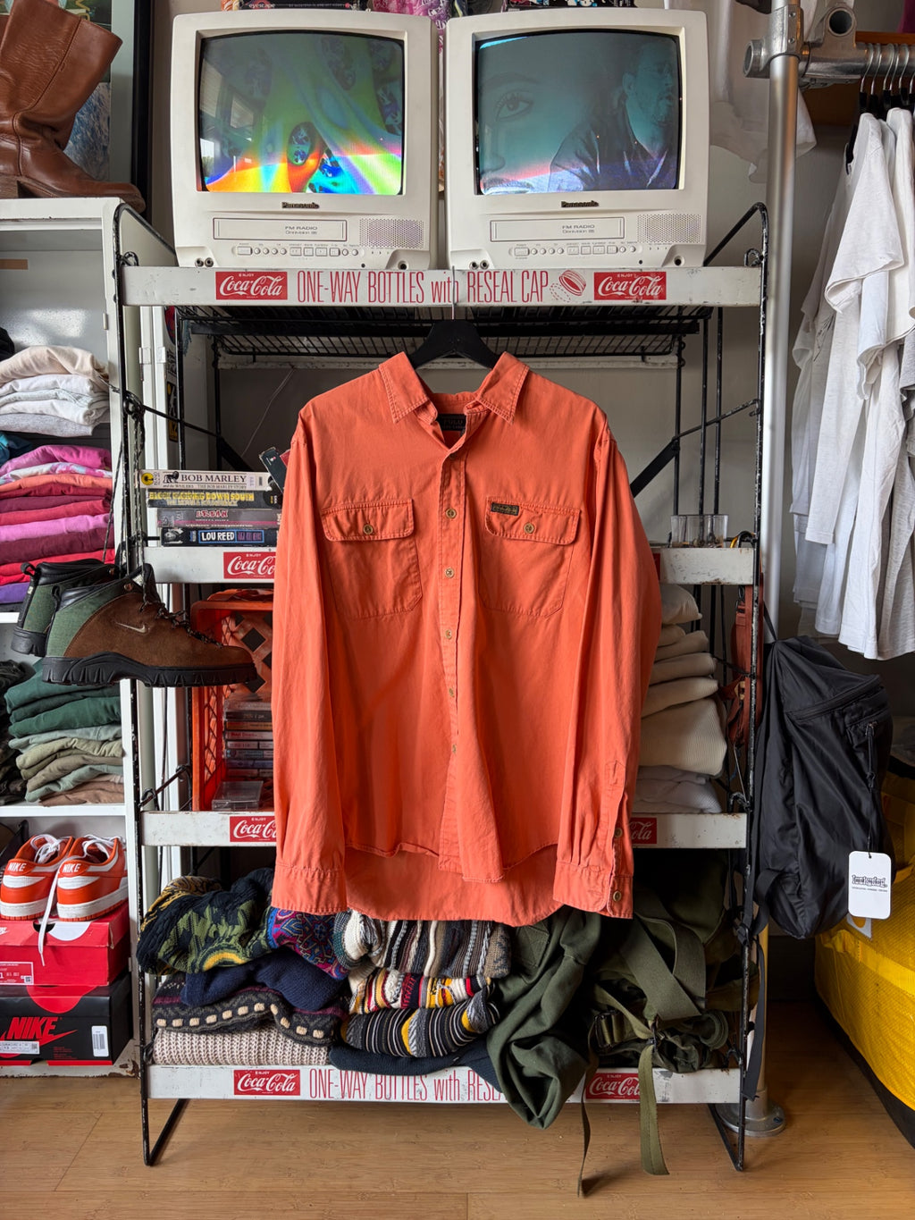 Orange Polo Button down shirt XL