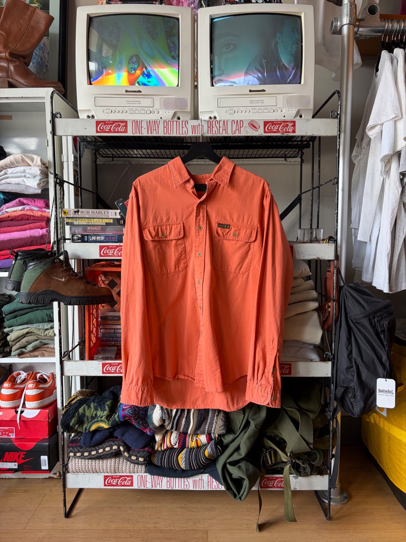 Orange Polo Button down shirt XL