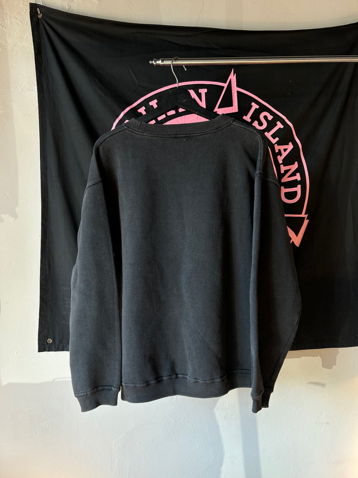 1990s Stussy Pepsi Faded Black Crewneck L