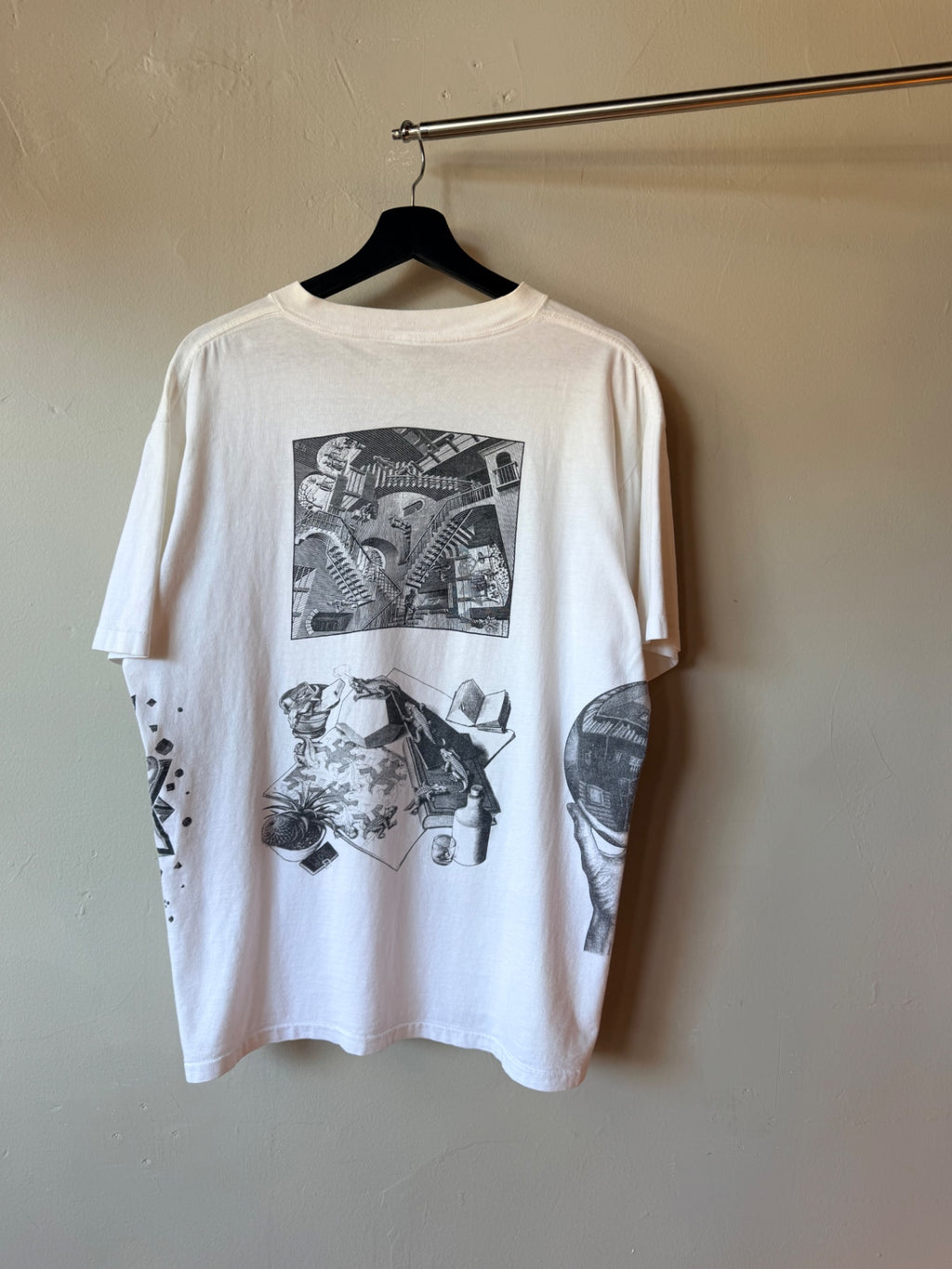MC Escher WHite All Over Print T Shirt