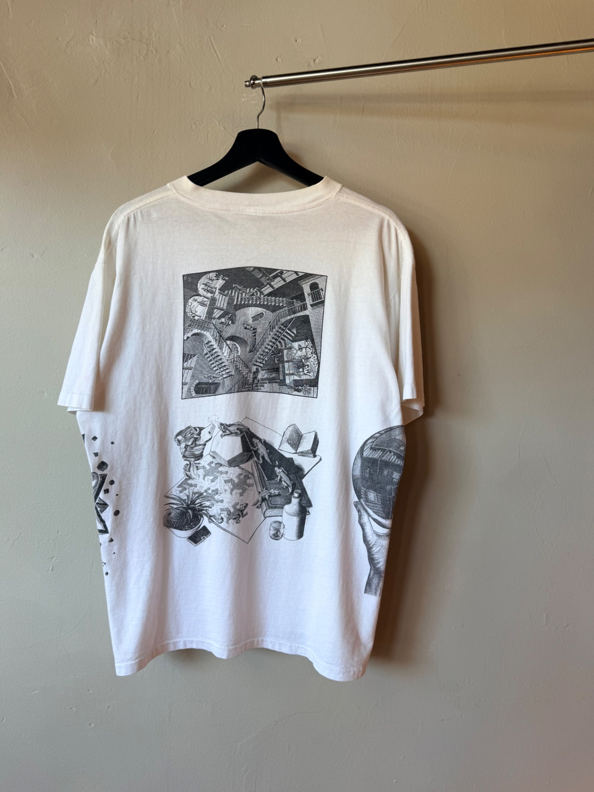 MC Escher WHite All Over Print T Shirt
