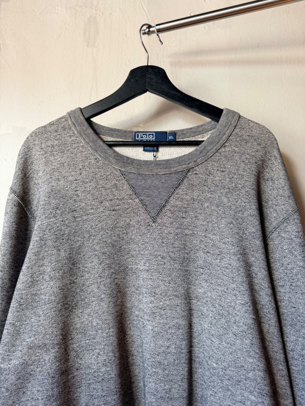 Grey Single V Salt and Pepper Polo Crewneck Size XL
