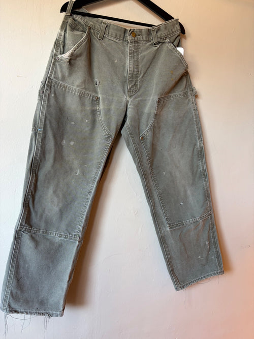 1990s Green Thrashed Carhartt Double Knees Size 34x30