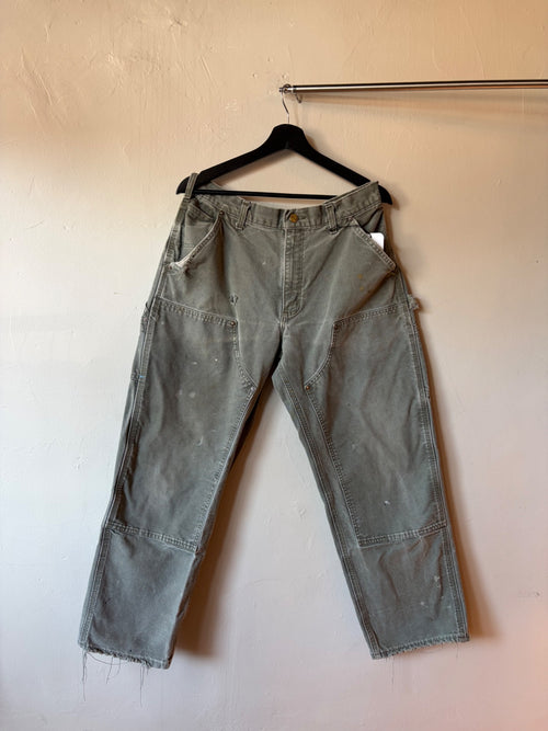 1990s Green Thrashed Carhartt Double Knees Size 34x30