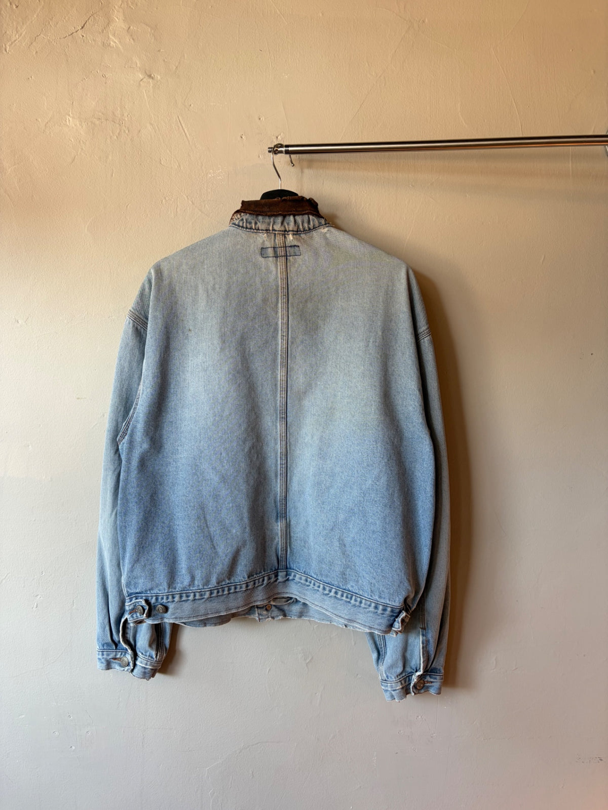 1990s Thrashed Denim Double Breasted Pocket Jacket