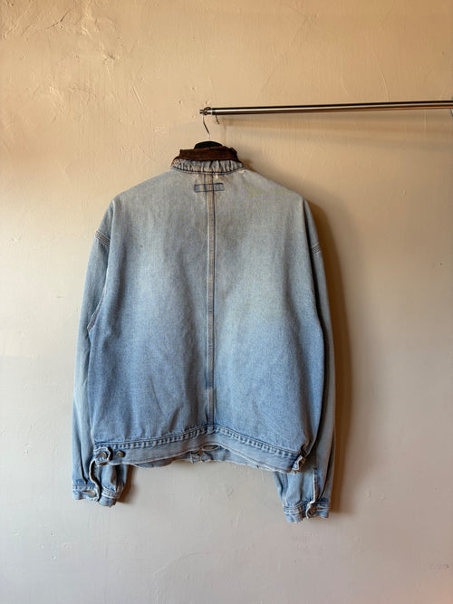 1990s Thrashed Denim Double Breasted Pocket Jacket