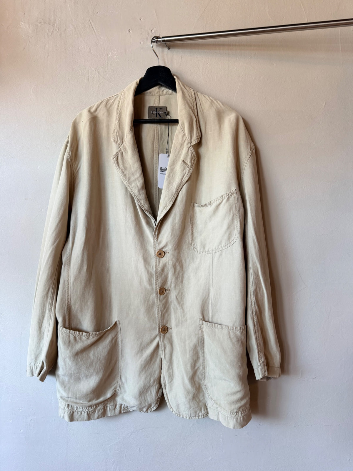 Calvin Klein Linen Blazer Tan Size S