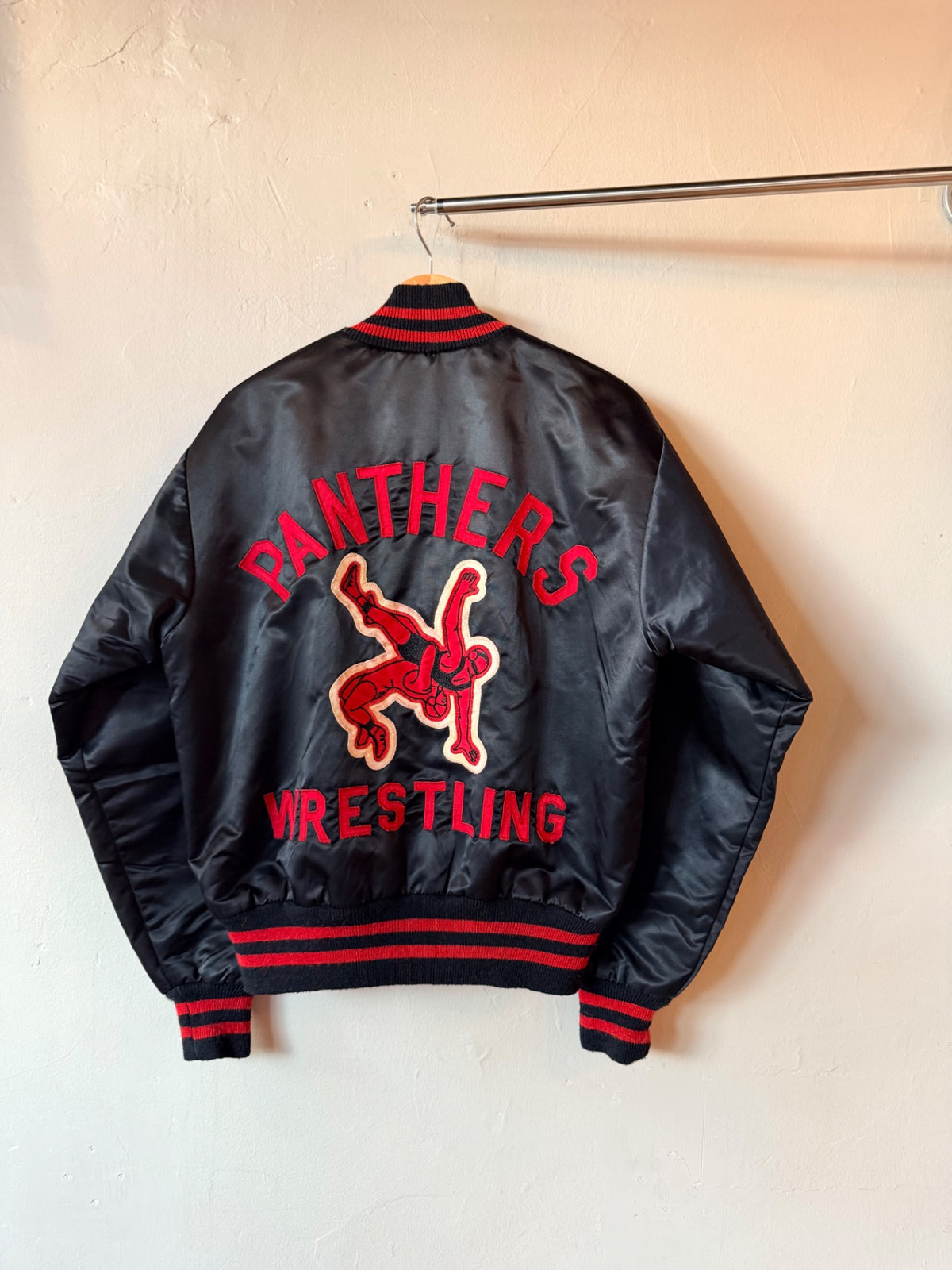 Black Satin Morehead Wrestling Bomber Jacket