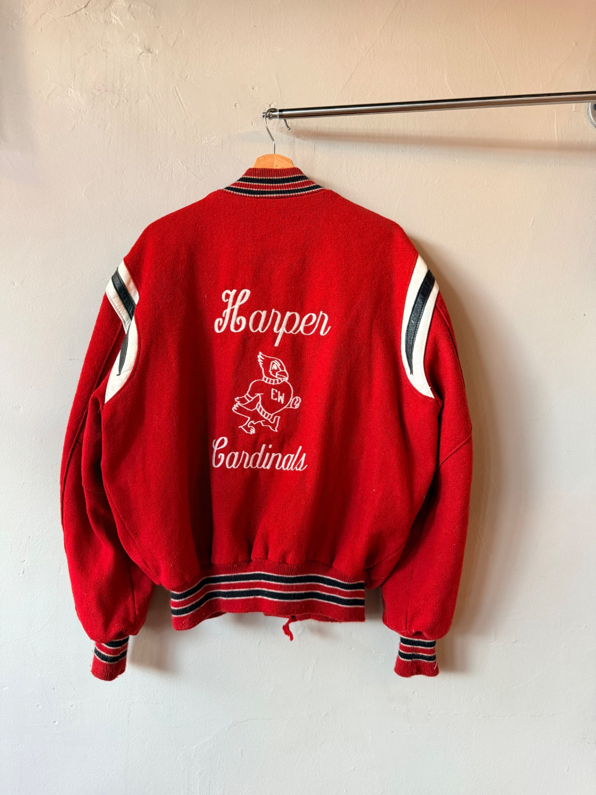 Red 1996 Harper Cardinals Letterman Jacket