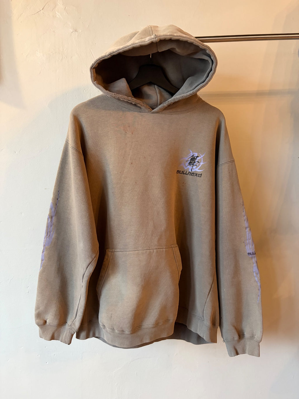 Faded Grey Bullhead Surf Hoodie w/ Sleeve Print Size L