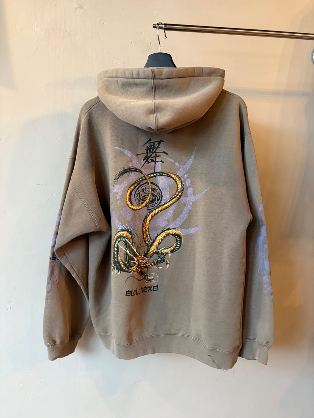 Faded Grey Bullhead Surf Hoodie w/ Sleeve Print Size L