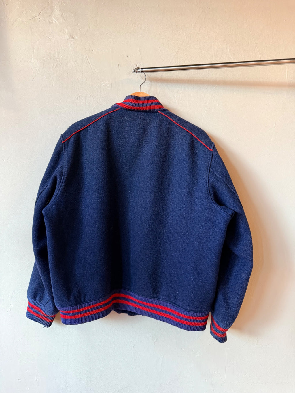 Navy Blue and Red Varsity Reversible Jacket Size